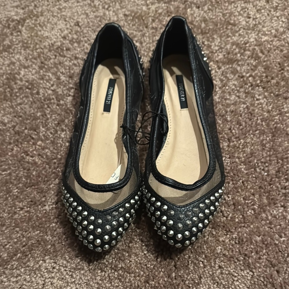 Forever 21 Black Studded Flats